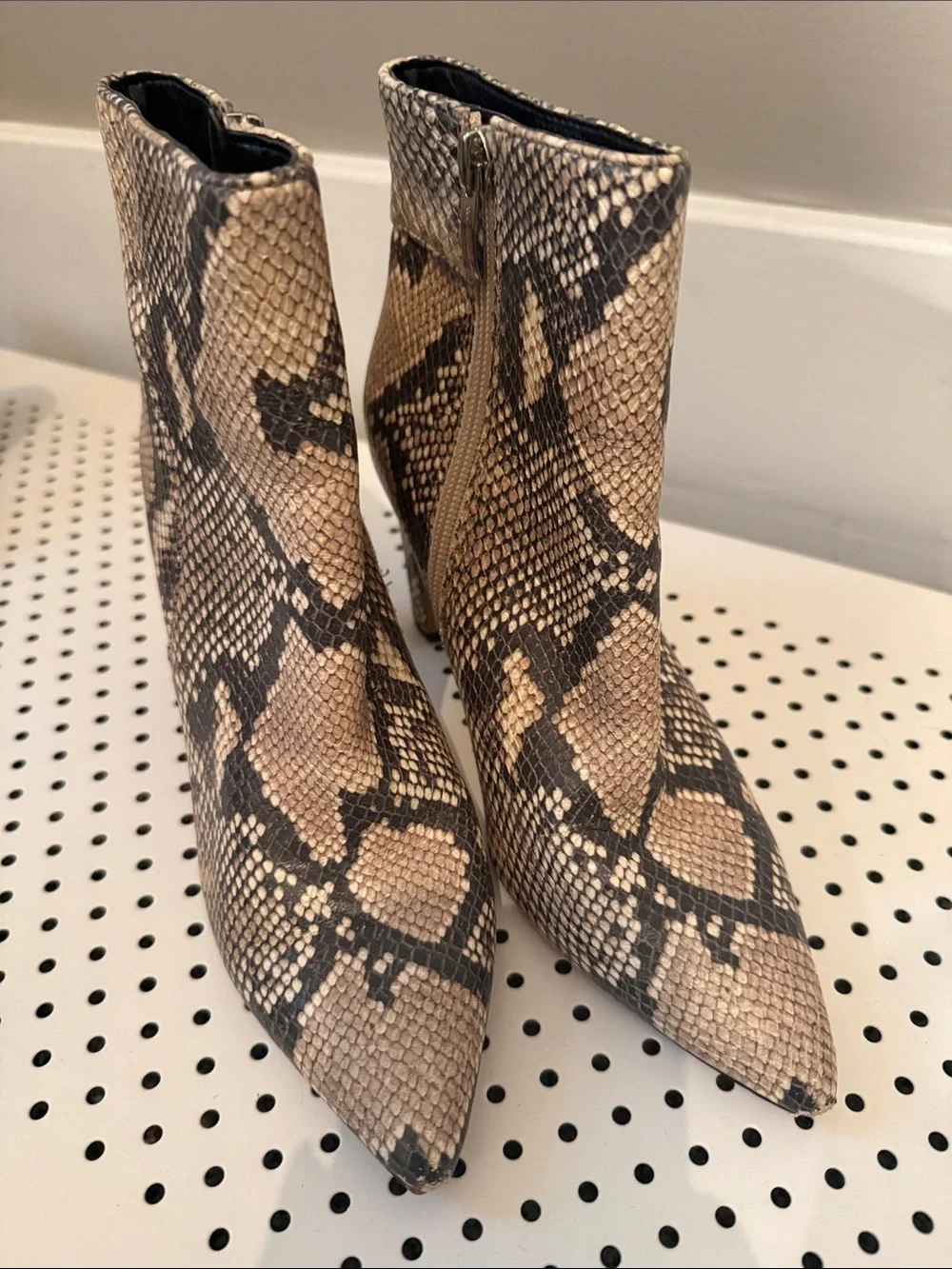 STEVEN Snake-Print Ankle Booties - Size 6